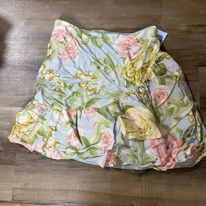 Floral Skirt with Ruffle Hem
